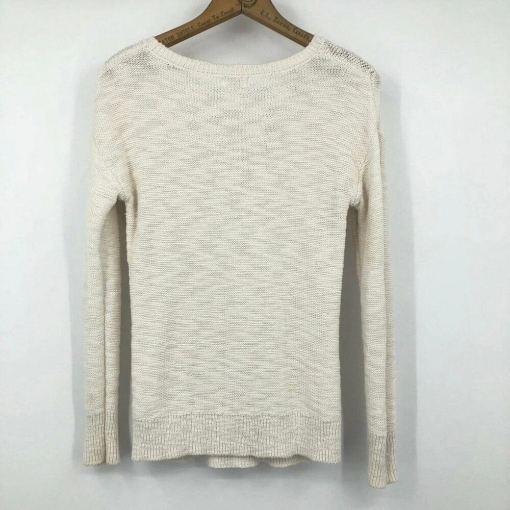 Mossimo Womens Cable Knit Sweater XS Cream Metallic Threading Long Sleeve Cotton - Picture 5 of 7